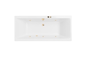 Акриловая ванна Excellent Pryzmat Slim 170x75 белая золото с гидромассажем