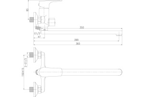 Смеситель для ванны Rossinka  хром (RS31-32) - 2