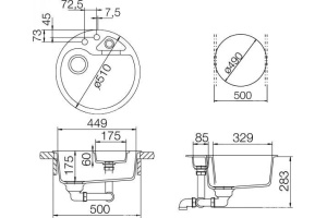 Мойка  Classic 50  Cristalite лунный камень - 2