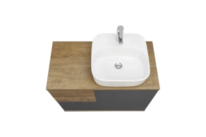 Тумба с раковиной Одри 42 Aquaton Терра 85 светлое дерево-серый - 2