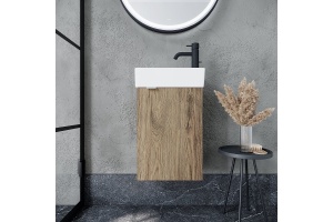 Тумба под раковину подвесная правая Sancos Mini 37 светлое дерево - 2