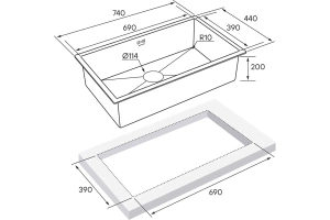 Мойка кухонная Paulmark Valde 74 темный хром - 3