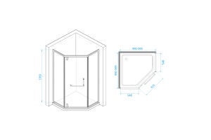 Душевой уголок RGW Hotel HO-084 100х100 профиль хром стекло матовое - 3
