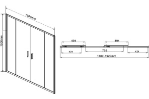 Душевая дверь в нишу Vincea Garda VDS-1G2190CH 190 см, профиль хром, стекло шиншилла - 3