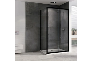 Душевой уголок Abber Schwarzer Diamant 100х85 черный стекло прозрачное