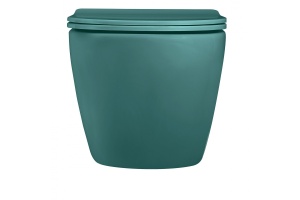 Унитаз подвесной Abber Bequem безободковый с сиденьем микролифт темно - зеленый матовый - 3