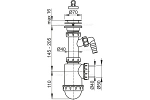 Сифон для мойки  A441P с нерж. решеткой и подводкой - 2