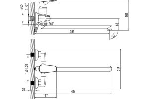 Смеситель для ванны IDDIS Zodiac с длинным изливом с керамическим дивертором (ZODSBL2i10) - 2