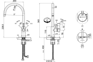 Смеситель Omoikiri Wakayama PVD-LG для кухонной мойки - 3