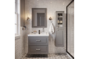 Мебель для ванной STWORKI Хадстен 80 cерая, в стиле прованс, подвесная, российская (гарнитур, комплект)