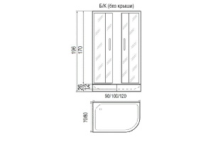 Душевое ограждение с поддоном River Don 90/70/24 MT L (10000008305) - 2