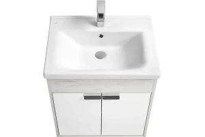 Тумба с раковиной Aquaton Флай 60 белый-светлое дерево - 2