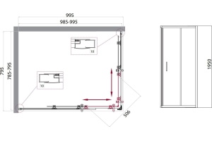 Душевой уголок BelBagno Uno-195 AH 2 100/80 C Cr - 2