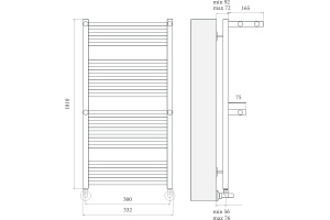 Полотенцесушитель водяной Terminus Аврора П20 300*1010 c полкой, с полотенцедержателем - 3