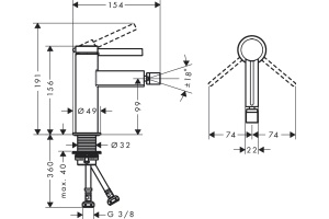 Смеситель для биде Hansgrohe Finoris белый матовый  - 2