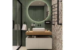 Мебель для ванной STWORKI Ольборг 100 столешница дуб французский, без отверстий, 2 тумбы 50, с раковиной STWORKI Soul 1 белой