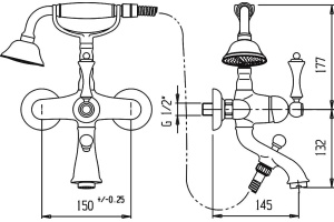 Смеситель Cezares Margot MARGOT-VDM-02-Bi для ванны с душем - 3