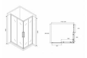 Душевой уголок Abber Schwarzer Diamant 120х90 черный, матовый (AG02129BH) - 3