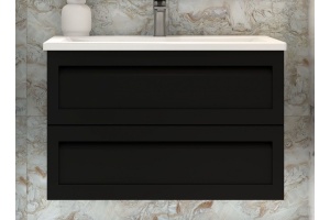 PLATINO База под раковину подвесная с двумя выкатными ящиками, Черный матовый AM-Platino-1000-2C-SO-NM - 2