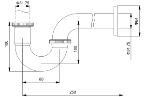 Сифон для раковины Timo (961/03L) черный - 2