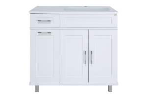Тумба с раковиной Misty Купер 90 R с бельевой корзиной белый