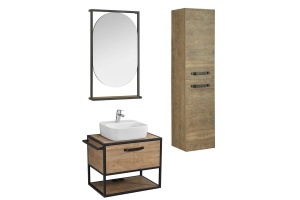 Комплект мебели Aquaton Лофт Фабрик 65 с раковиной Одри 42 темное дерево