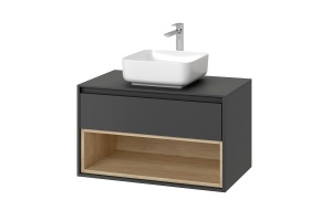 Тумба под накладную раковину Excellent Tuto 80 серый - светлое дерево  - 3