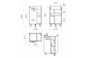 Тумба под раковину Misty Крафт 60 белая - светлое дерево - 3