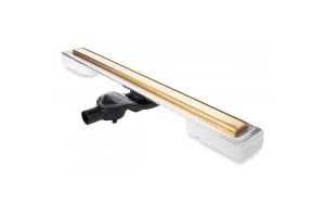 Желоб BERGES водосток В1 Keramik 800, золото глянец, S-сифон D50 H60 боковой