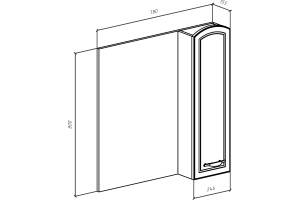 Зеркало-шкаф Bellezza Амелия 80 R, белое, патина золото - 3