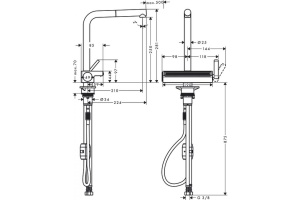 73836000 HG M81 Aquno Select 250 смеситель для кухни с вытяжным душем - 2