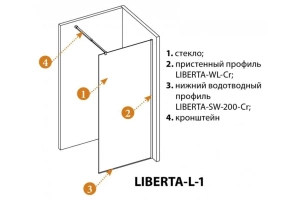 Душевая перегородка Cezares Liberta 80 хром (LIBERTA-L-1-80-120-C-Cr) - 2