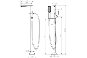 Смеситель Boheme Venturo 379 напольный, для ванны с душем - 2