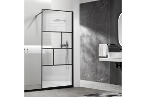 Душевая перегородка Vincea Walk-In 90х200 профиль черный стекло рифленое 