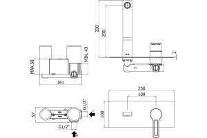 Смеситель Paffoni Ringo RIN105NO С ВНУТРЕННЕЙ ЧАСТЬЮ, для раковины - 2