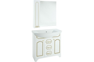 Мебель для ванной Bellezza Тиффани 105 белая, патина золото