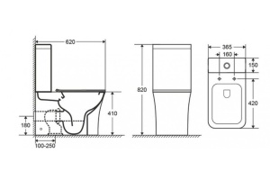 Унитаз-компакт Ceramalux белый, смыв AquaBlade (1218A) - 2