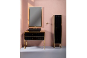 Шкаф-пенал Armadi Art Monaco R черный глянец - золото - 3