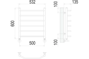 Водяной полотенцесушитель Terminus Виктория П6 500x600 Хром - 3