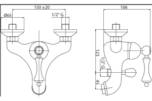 Смеситель для ванны Cezares MARGOT Bianco Lucido Cromo (MARGOT-VM-BLC) - 3