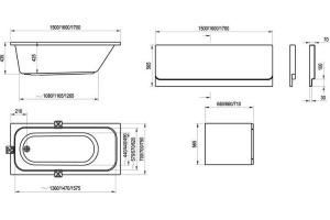 Акриловая ванна Ravak Chrome 170x75 см (C741000000) - 2