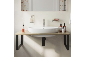 Столешница с раковиной DIWO Элиста 100 светлое дерево, с раковиной Самара 0116