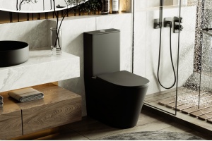 Унитаз ABBER Bequem AC1112TMB компакт черный матовый, безободковый - 2