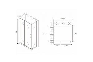Душевой уголок Abber Sonnenstrand 120х70 хром стекло матовое - 2