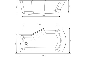 Акриловая ванна STWORKI Кронборг 150x75, L - 3