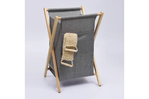 Корзина для белья Wasserkraft Nau светлое дерево - серый - 2