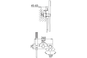 Смеситель Cezares Porta VDM2 NOP С ВНУТРЕННЕЙ ЧАСТЬЮ, для душа - 2