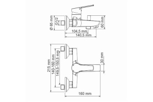 Rhin 4401 См??ситель для ванны с коротким изливом - 3