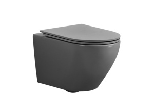 Унитаз подвесной ABBER BEQUEM серый матовый с сиденьем (AC1101MG)