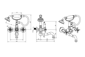 Смеситель для ванны Boheme Royal Cristal хром с переключателем Swarovski - 3